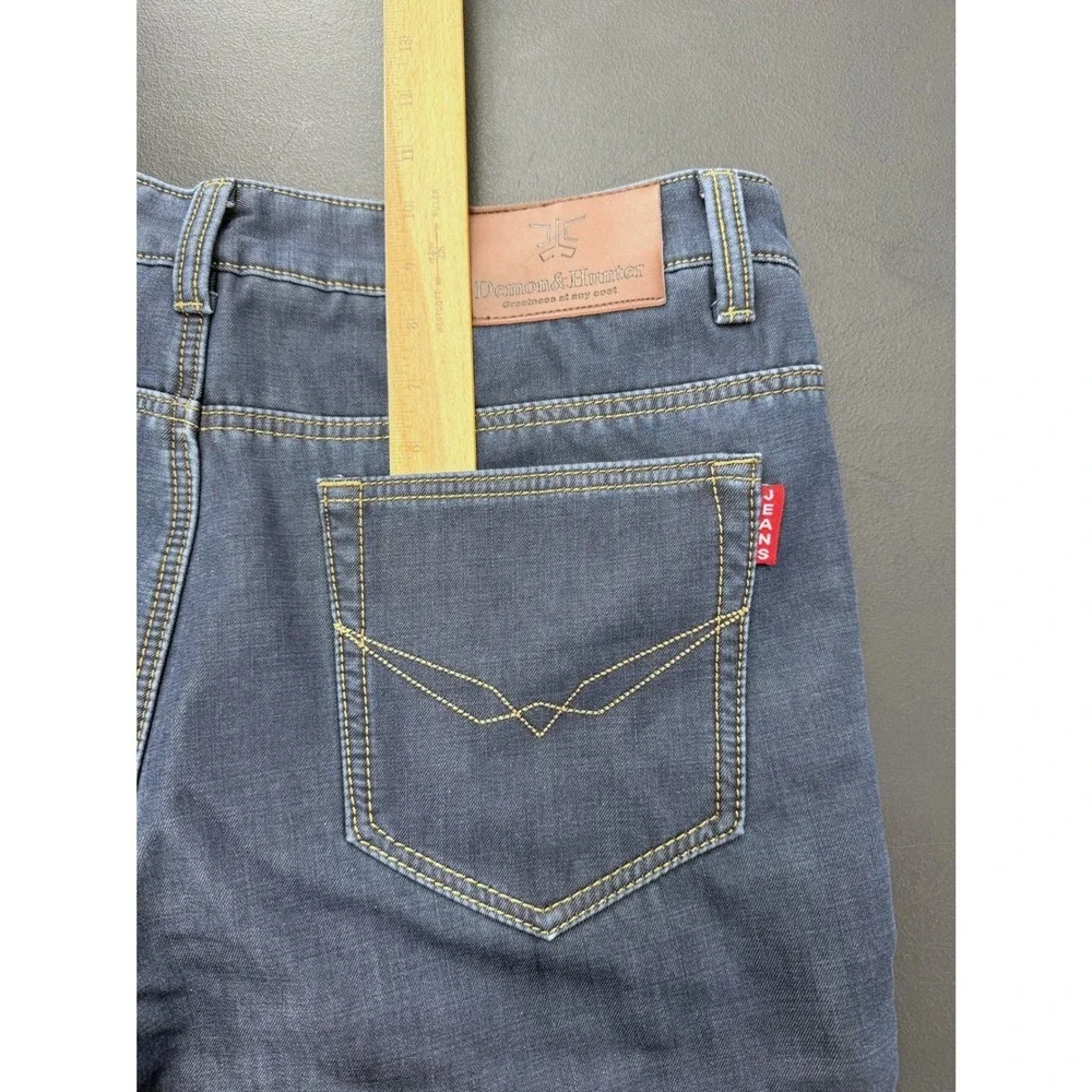 Demon &‎ Hunter Mens Indigo Blue Fleece Lined Straight Leg Jeans Size 35x31